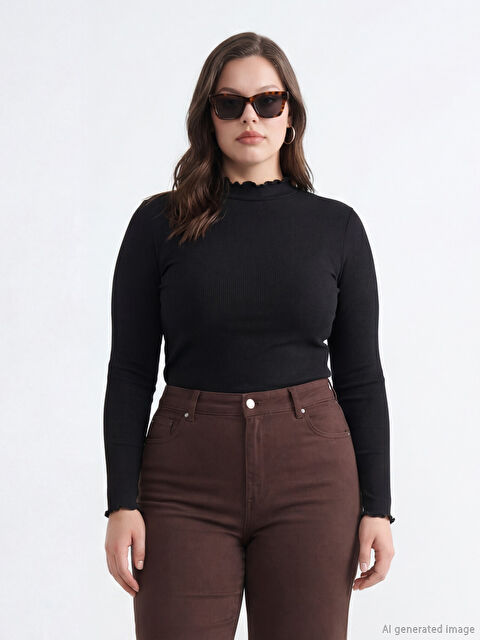 LCW Modest Fırfırlı Dik Yaka Kadın Body - S6GI90Z8-CVL