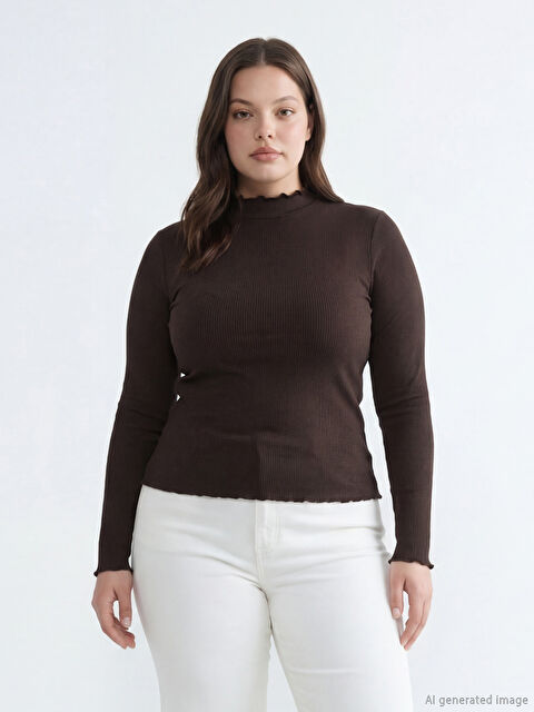 LCW Modest Fırfırlı Dik Yaka Kadın Body - S6GI90Z8-HMK