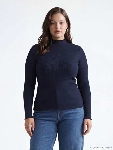 LCW Modest Fırfırlı Dik Yaka Kadın Body