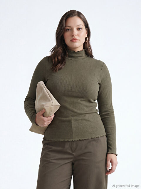 LCW Modest Fırfırlı Dik Yaka Kadın Body