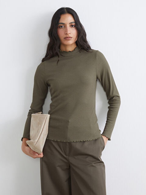 LCW Modest Fırfırlı Dik Yaka Kadın Body - S6GI90Z8-L0B