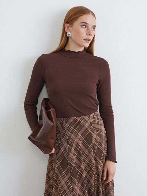 LCW Modest Fırfırlı Dik Yaka Kadın Body - S6GI90Z8-L0C