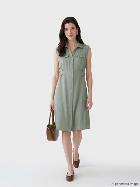 LCW Comfort Robe de chemise VERT Femme