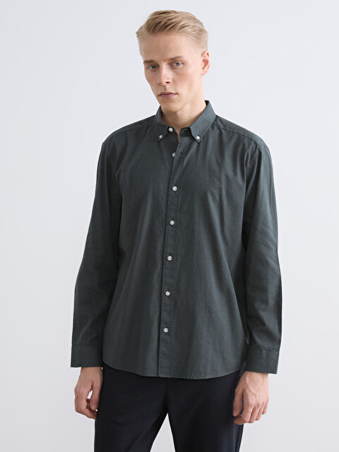 LCW Vision Regular Fit Keten Karışımlı Erkek Gömlek