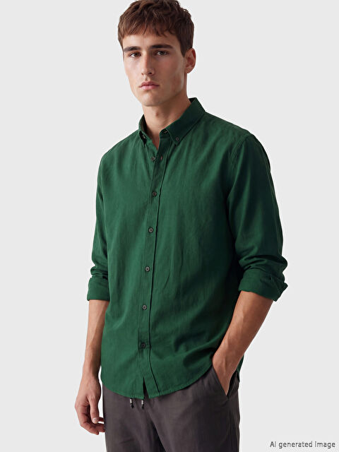 LCW Vision Regular Fit Keten Karışımlı Erkek Gömlek