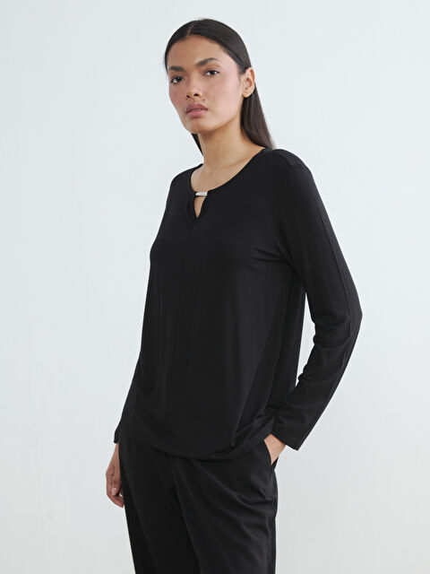 LCW ECO Bisiklet Yaka Pencere Detaylı Bluz - S6GK38Z8-CVL