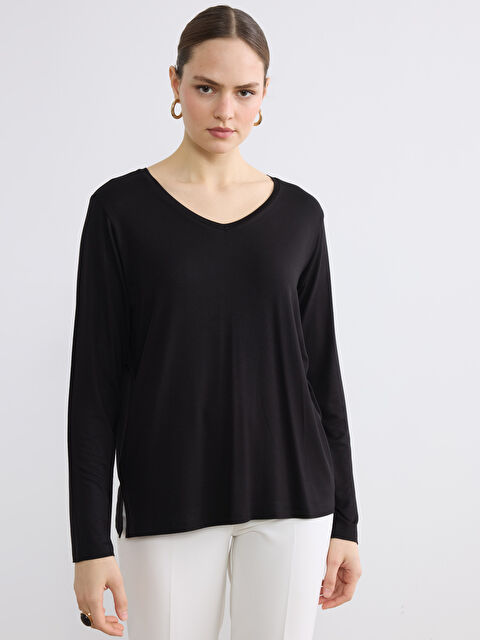 LCW ECO V Yaka Kadın Tişört - S6GK41Z8-CVL