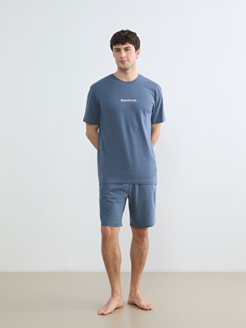 LC WAIKIKI Man BLUE Shortie Pyjama Set - S6GL46Z8-H7T