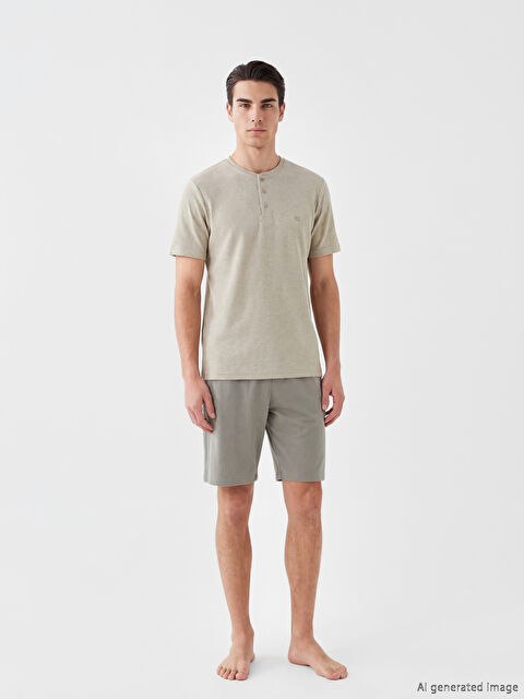 LC WAIKIKI Printed Men's Shortie Pyjamas Set