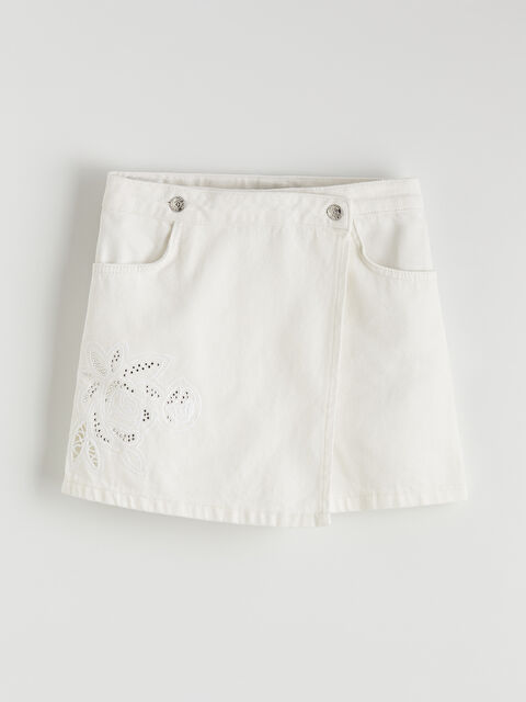 LCW Kids Taşlı Kız Çocuk Jean Şort Etek - S6GM11Z4-R9J