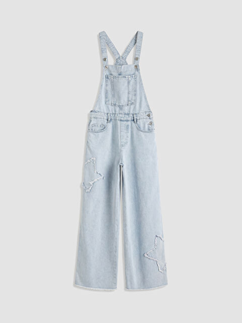 LCW Kids Kare Yaka Kız Çocuk Jean Salopet - S6GM21Z4-V2T