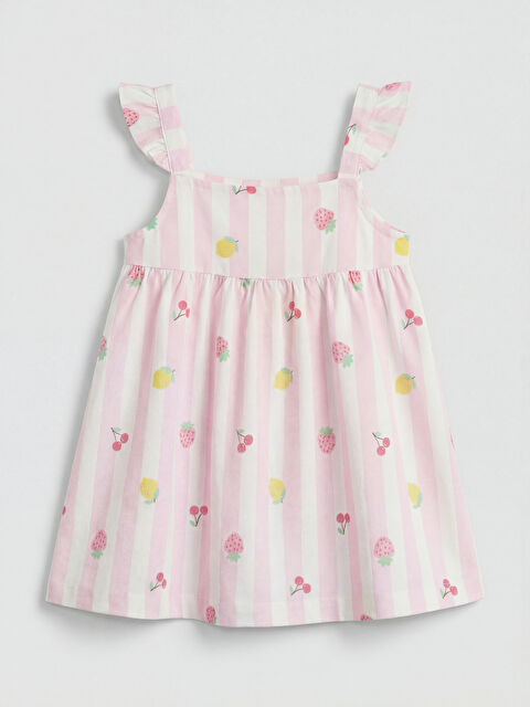 LCW baby Kare Yaka Fırfırlı Kız Bebek Elbise