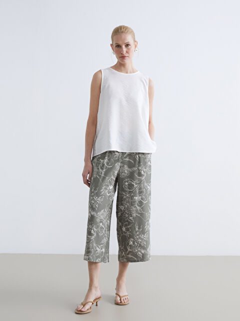 LCW ECO Beli Lastikli Çiçekli Kadın Kapri - S6GN04Z8-LS6