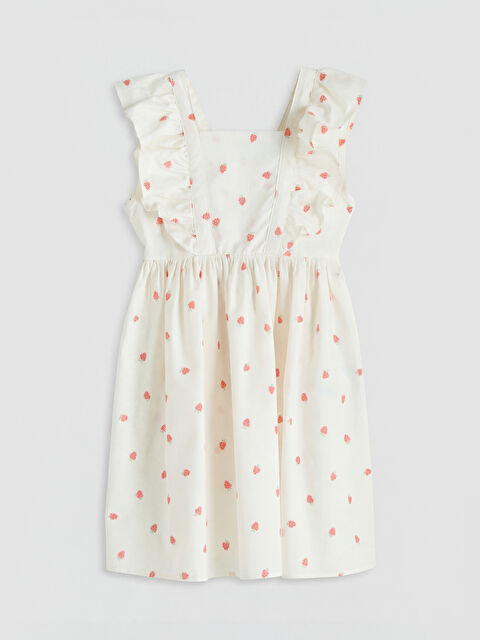 LCW Kids Square Neck Printed Girls' Poplin Dress