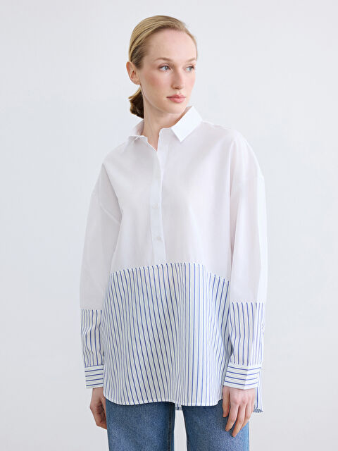 LCW ECO Çizgili Oversize Kadın Gömlek Tunik - S6GN19Z8-LEL