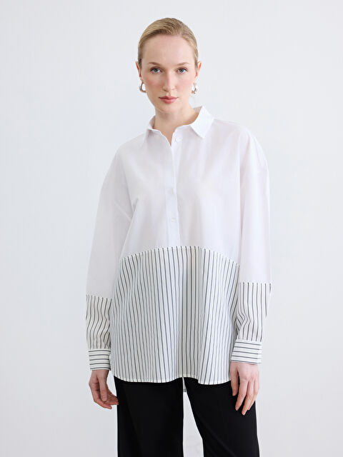 LCW ECO Çizgili Oversize Kadın Gömlek Tunik - S6GN19Z8-LFZ