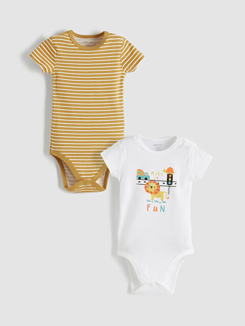 LCW ECO Bisiklet Yaka Erkek Bebek Çıtçıtlı Body 2'li - S6GN99Z1-J5E