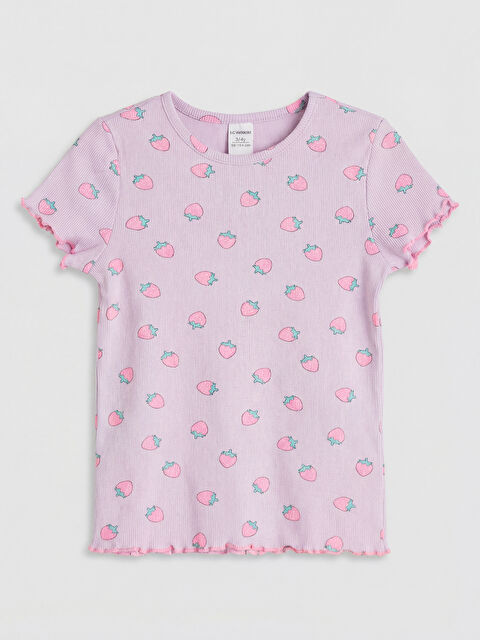 LCW Kids Bisiklet Yaka Çilek Baskılı Kız Çocuk Tişört - S6GO40Z1-LSC