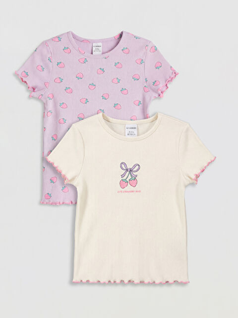 LCW Kids Baskılı Kız Çocuk Fitilli Tişört 2'li - S6GO41Z1-FES