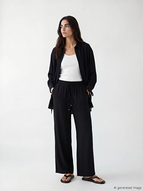 LCW Modest Beli Lastikli Geniş Paça Kadın Pantolon - S6GO77Z8-CVL