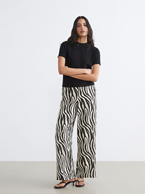 LCW Modest Женские брюки с эластичным поясом и зебровым узором