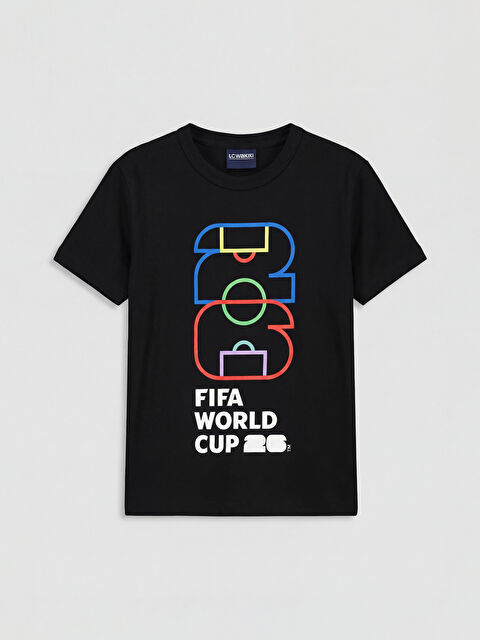 LCW Kids Bisiklet Yaka FIFA World Cup Baskılı Erkek Çocuk Tişört - S6GP36Z4-CVL