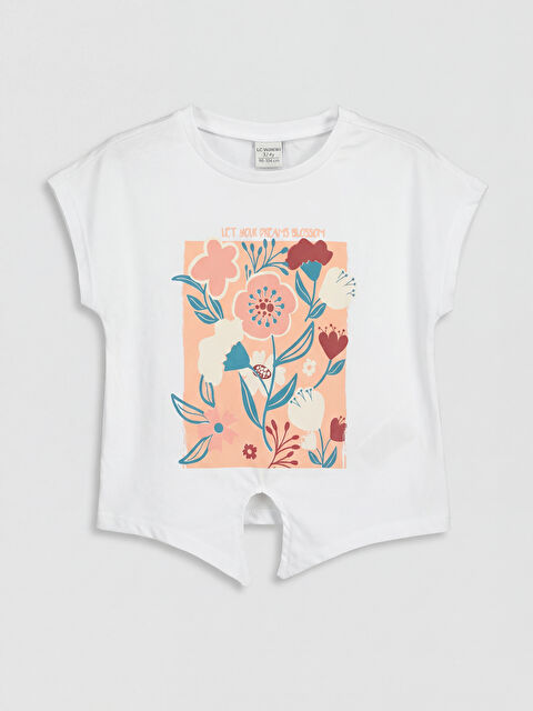 LC WAIKIKI Çiçek Baskılı Kız Çocuk Tişört