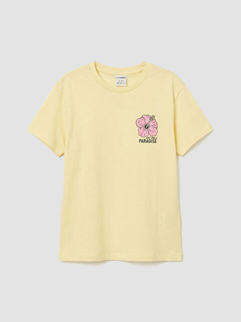 LCW ECO Kısa Kollu Bisiklet Yaka Baskılı Kız Çocuk Tişört - S6GP75Z4-ZVF