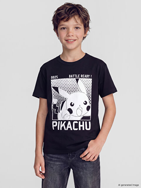 LCW Kids Bisiklet Yaka Pikachu Baskılı Erkek Çocuk Tişört