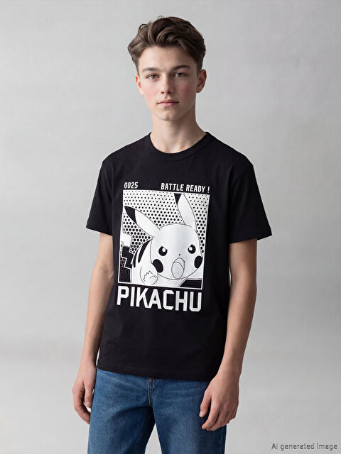 LCW Kids Bisiklet Yaka Pikachu Baskılı Erkek Çocuk Tişört