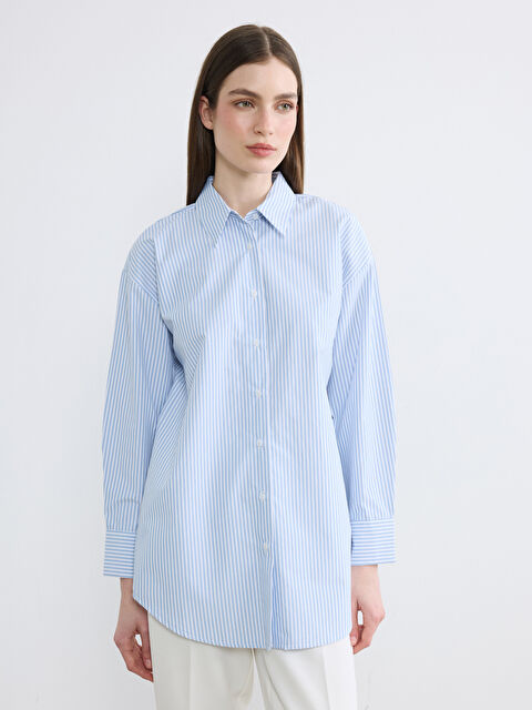 LCW Modest Woman BLUE Shirt Tunic