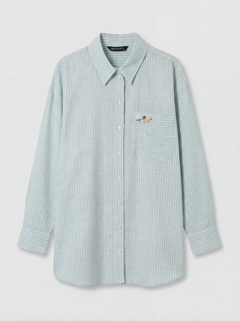 LCW Modest Çizgili Oversize Poplin Kadın Gömlek Tunik - S6GQ02Z8-LFN