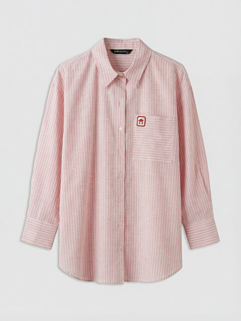 LCW Modest Çizgili Oversize Poplin Kadın Gömlek Tunik - S6GQ02Z8-LHK