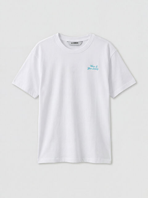 LCW Kids تي شيرت بناتي مطبوع بياقة دائرية