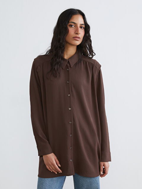 LCW Modest Büzgülü Oversize Kadın Gömlek Tunik - S6GR59Z8-DJ7