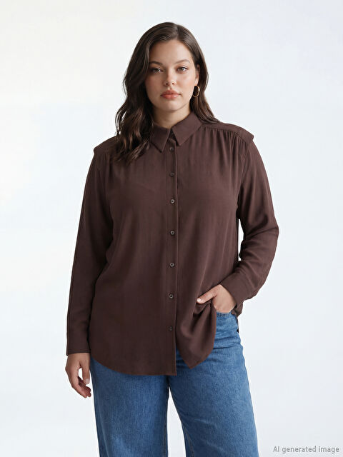 LCW Modest Büzgülü Oversize Kadın Gömlek Tunik - S6GR59Z8-DJ7