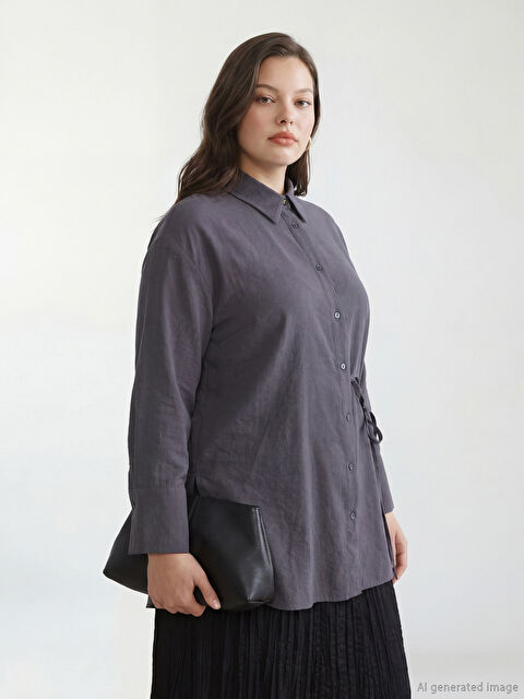 LCW Modest Bağlama Detaylı Kadın Gömlek Tunik	 - S6GR64Z8-GYV