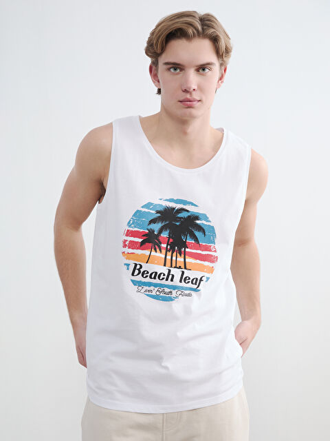 XSIDE Bisiklet Yaka Baskılı Erkek Kolsuz Tişört - S6GR86Z8-LU7