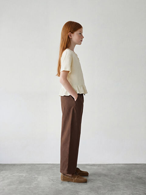 LCW Kids Fiyonk ve Fırfır Detaylı Kız Çocuk Tişört - S6GS58Z4-FDN