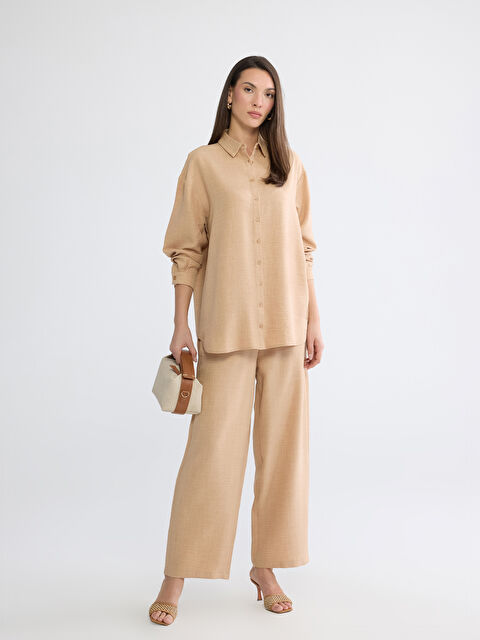 LCW ECO Beli Lastikli Geniş Paça Kadın Pantolon	 - S6GS93Z8-1JW