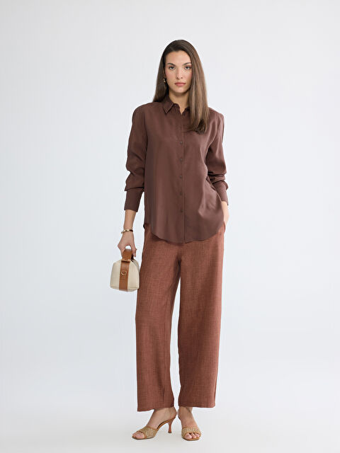 LCW ECO Beli Lastikli Geniş Paça Kadın Pantolon	 - S6GS93Z8-1MW