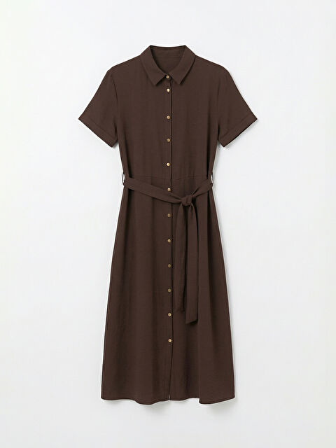 LCW Comfort Beli Kuşaklı Gömlek Elbise - S6GT04Z8-HMK