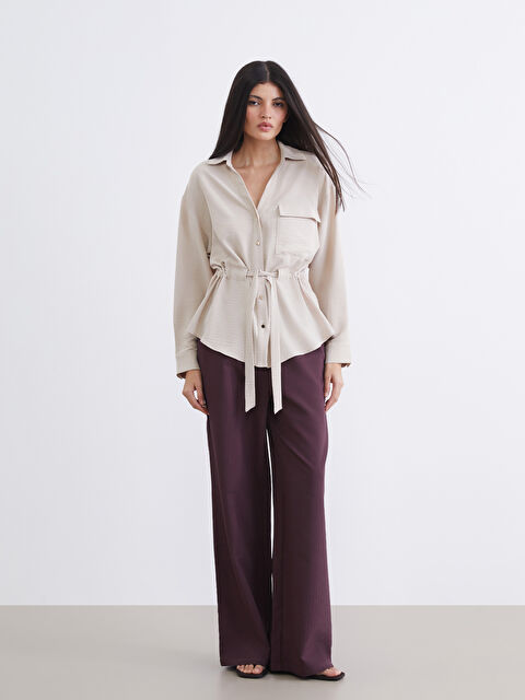 LCW Vision Текстуриран дамски панталон с еластична талия - S6GT07Z8-HHD