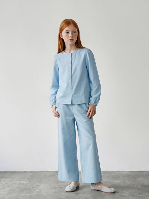 LCW Girls Studio Beli Lastikli Kız Çocuk Poplin Pantolon