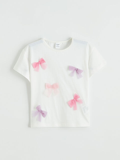 LCW Kids Kurdele Nakışlı Kız Çocuk Tişört - S6GT71Z1-R9J