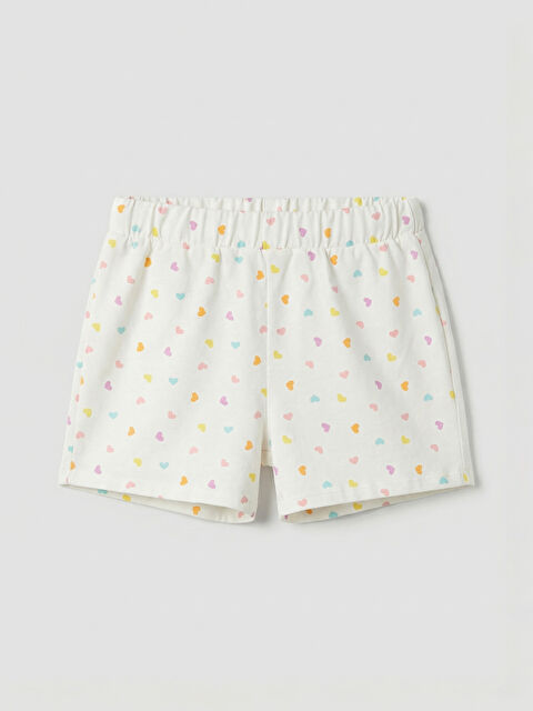 LC WAIKIKI Beli Lastikli Kalp Desenli Kız Çocuk Şort - S6GT77Z1-LRA