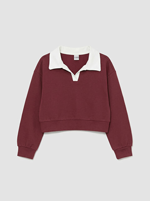 LCW Kids Polo Yaka Kız Çocuk Soft Touch Sweatshirt - S6GT79Z4-YNM