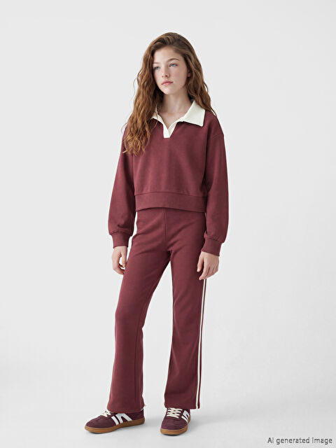 LCW Kids Polo Yaka Kız Çocuk Sweatshirt ve Tayt - S6GT81Z4-YNM