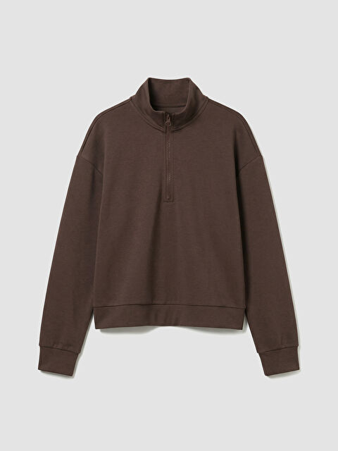 LCW Kids Fermuarlı Dik Yaka Kız Çocuk Soft Touch Sweatshirt