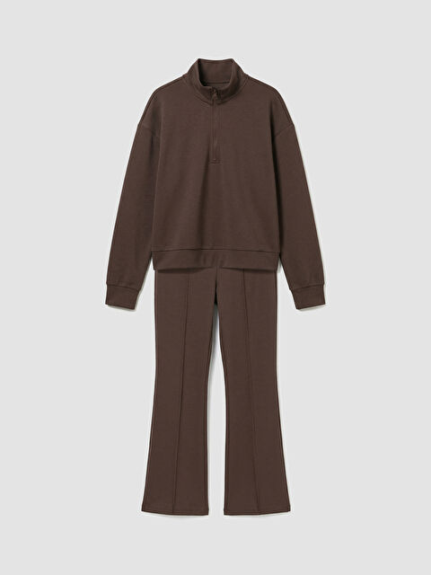 LCW Kids Dik Yaka Kız Çocuk Soft Touch Sweatshirt ve Tayt - S6GT84Z4-HEC